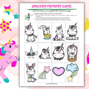 Unicorn Memory Game Printable